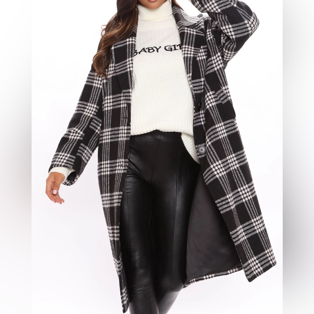 plaid longline coat